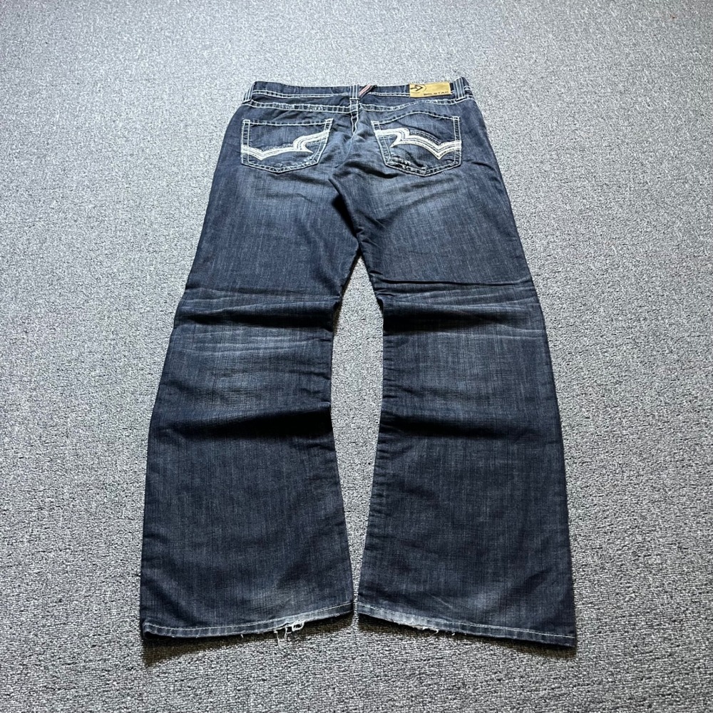 Big Star Pioneer Bootcut Jeans 34R Dark Wash Thick Stitch Distressed Y2K Mens
